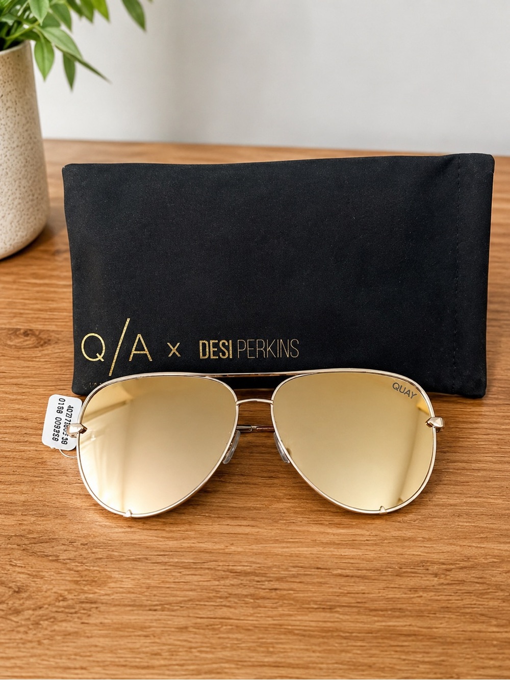 Quay x Desi Perkins Gold Aviator Sunglasses